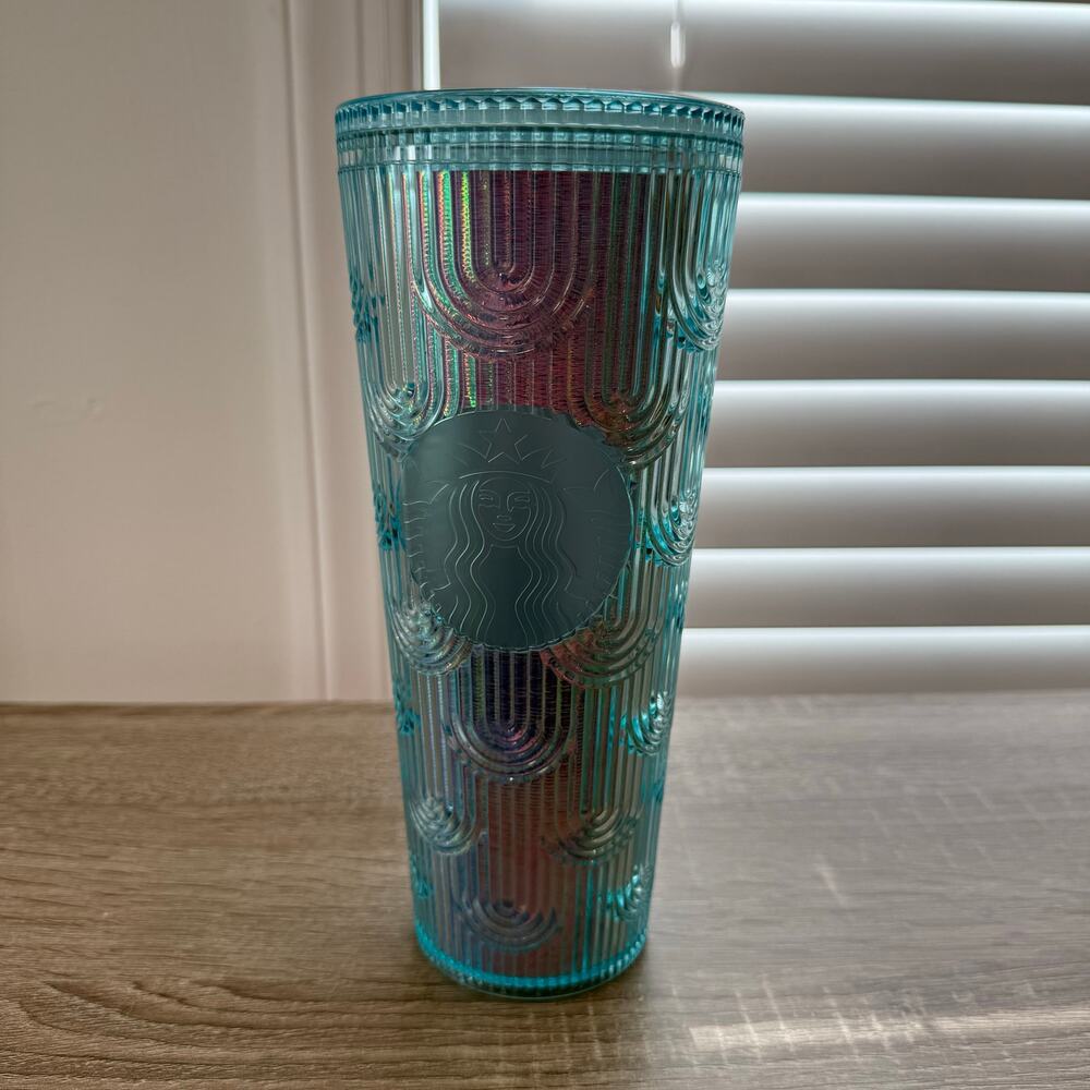 Starbucks Venti 24oz Iridescent Mermaid Scales Tumbler Cold Cup Teal Purple